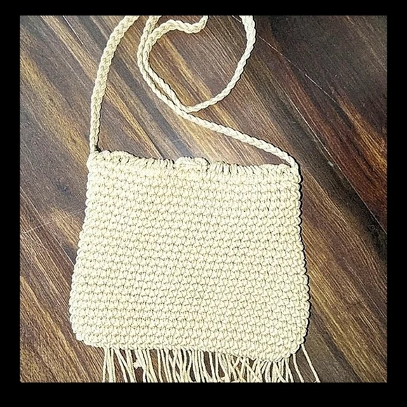 Bohemian Shoulder Bag Crocheted Crossbody Hippie purse 70s Style - Picture 8 of 16